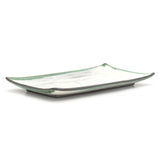 8.35" x 4.75" Rectangular Ceramic Plate, Dark Brown, White