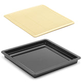 8" Square ABS Resin Soba Plate with Mat, Black, Yellow