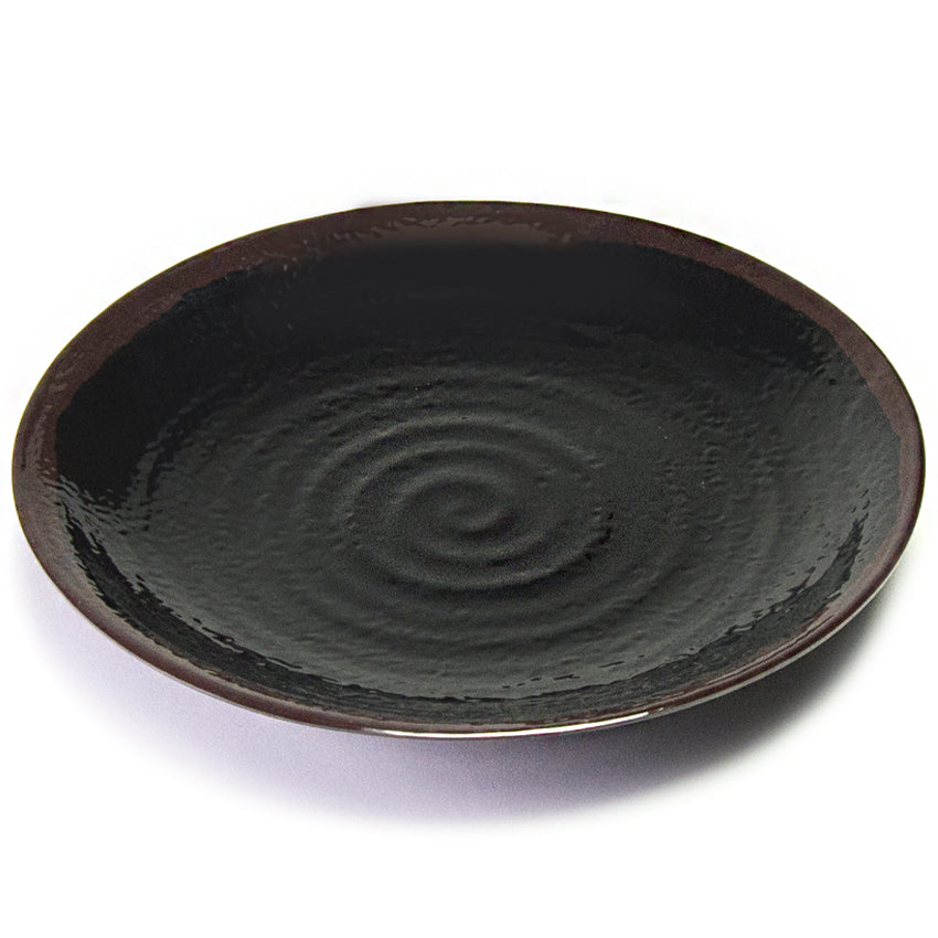 11.75" Round Melamine Plate, Black, Brown