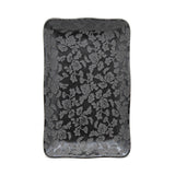 8.65" x 5.35" Rectangular Ceramic Plate, Dark Brown — Floral Design