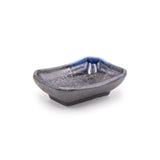 3.5" x 2.5" Ceramic Plate, Brown, Blue