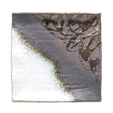 9.75" Square Ceramic Plate, Brown, White, Gold