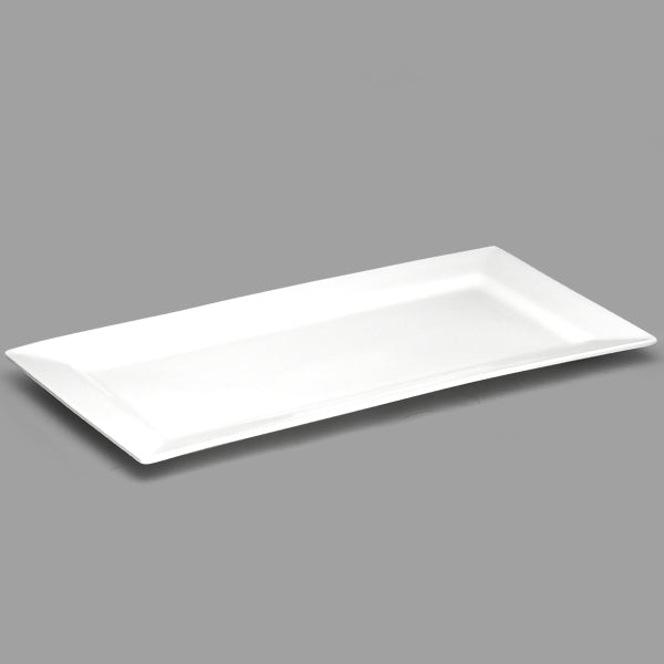 18" x 7" Rectangular Porcelain Plate, White