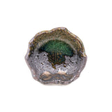3.75" x 3.5" Leaf Ceramic Plate, Green, Gold
