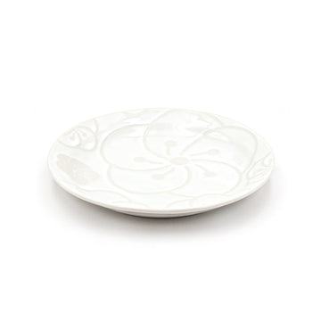 7" Ceramic Plate, White — Floral Design