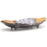 16" x 7" Leaf Ceramic Serving Platter, Black, Brown