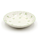 5.35" Round Ceramic Plate, White, Green — Floral Design