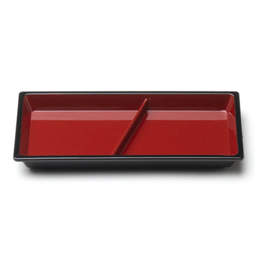 6" x 3" Melamine Divided Plate, Black, Red