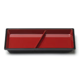6" x 3" Melamine Divided Plate, Black, Red