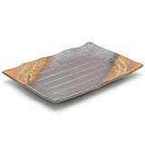 13.75" x 9.5" Rectangular Ceramic Serving Platter, Brown, Gray