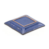 5.25" Square Ceramic Plate, Navy, Brown — Floral Design