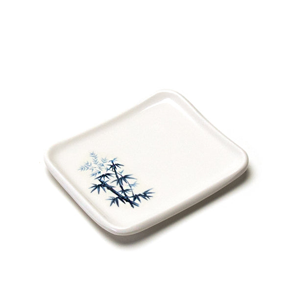 4.75" x 4" Rectangular Melamine Plate, White, Blue