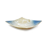 9" Square Ceramic Plate, Blue, Beige