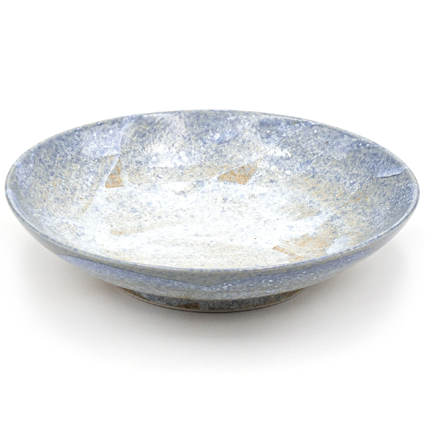 9" Ceramic Plate, Blue, Beige