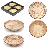 3-5/8" Round 4-Piece Plate Set, Brown