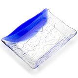 10" x 7-1/2" Rectangular Glass Plate, Clear, Blue