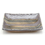 9.65" Square Ceramic Plate, Dark Brown, Silver, Gray