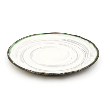 6.65" Round Ceramic Plate, White, Green, Brown