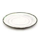 6.65" Round Ceramic Plate, White, Green, Brown