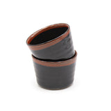 Ceramic 6-Piece Soba Plate & Cup Set, Black, Brown