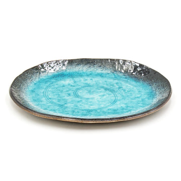 8.5" x 7" Oval Ceramic Plate, Turquoise, Blue