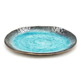 8.5" x 7" Oval Ceramic Plate, Turquoise, Blue