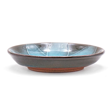 5" Round Ceramic Plate, Brown — Floral Design