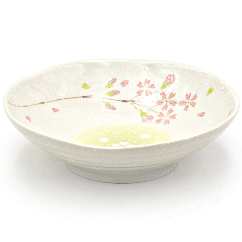 8.25" Ceramic Deep Plate, Beige, Pink — Sakura Design