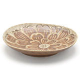 7.5" Ceramic Plate, Brown, Yellow — Floral Design