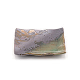 6.25" Square Ceramic Plate, Green, Gold, Brown