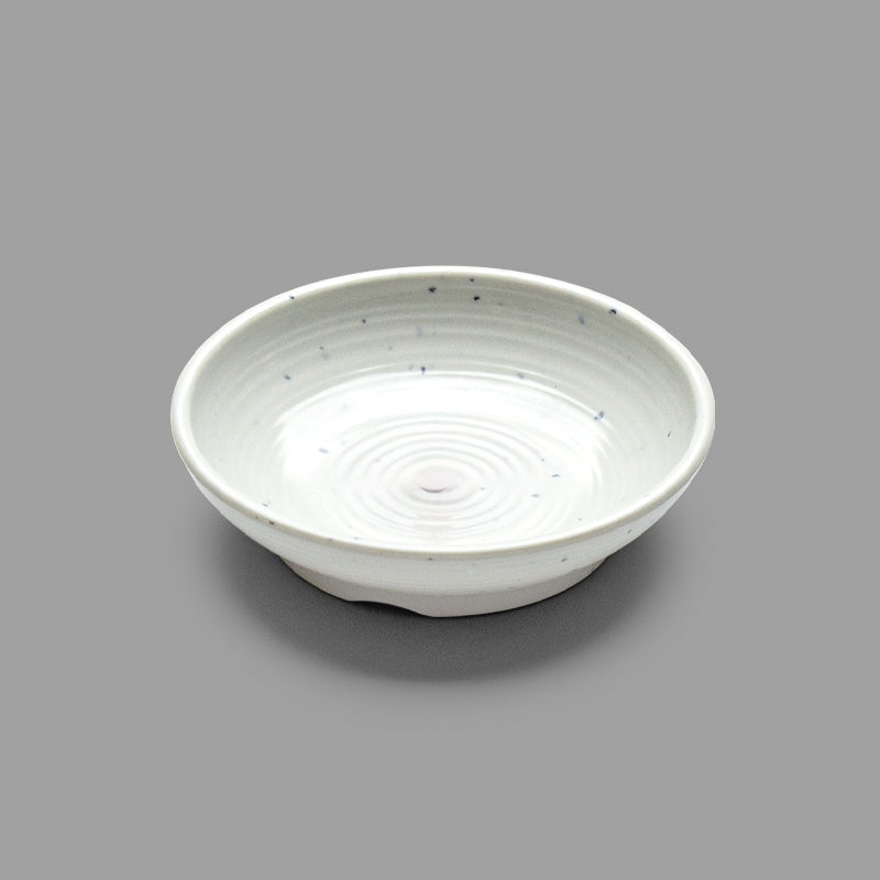 4.56" Round Melamine Coupe, White — Marble Design