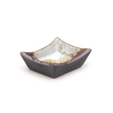 3" x 2-1/4" Rectangular Ceramic Plate, White, Gold, Brown