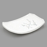 8.65" x 5.75" Rectangular Ceramic Plate, White — Floral Design