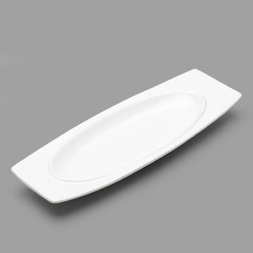 10" x 3.75" Rectangular Porcelain Plate, White