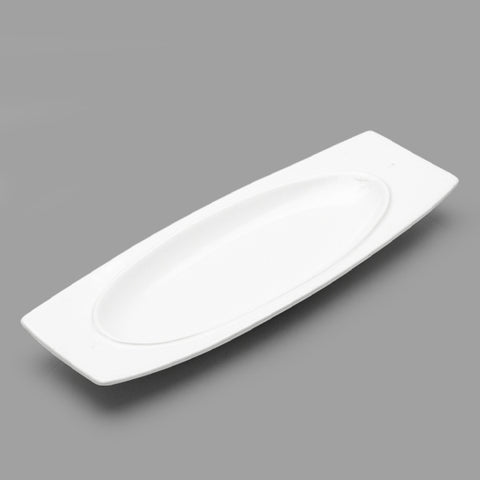 10" x 3.75" Rectangular Porcelain Plate, White