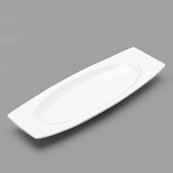 10" x 3.75" Rectangular Porcelain Plate, White
