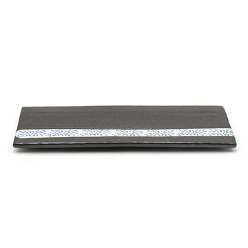 15" x 6" Rectangular Ceramic Serving Platter, Gray — Arabesque Design
