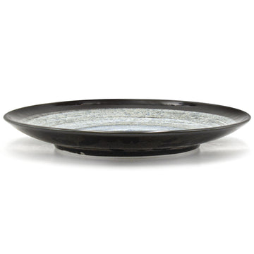 10" Round Ceramic Plate, Black, Blue, Gray