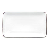 8.25" x 5.25" Rectangular Ceramic Plate, White, Dark Brown