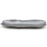 13.35" x 4" Rectangular Ceramic Sushi Plate, Silver, Gray