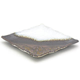 9.75" Square Ceramic Plate, Brown, White, Gold