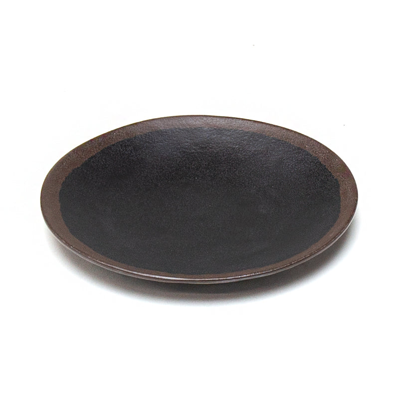 8" Round Melamine Plate, Black, Brown