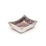 3" x 2-1/4" Rectangular Ceramic Plate, White, Gold, Brown