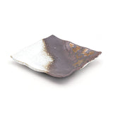 6.25" Square Ceramic Plate, White, Gold, Brown