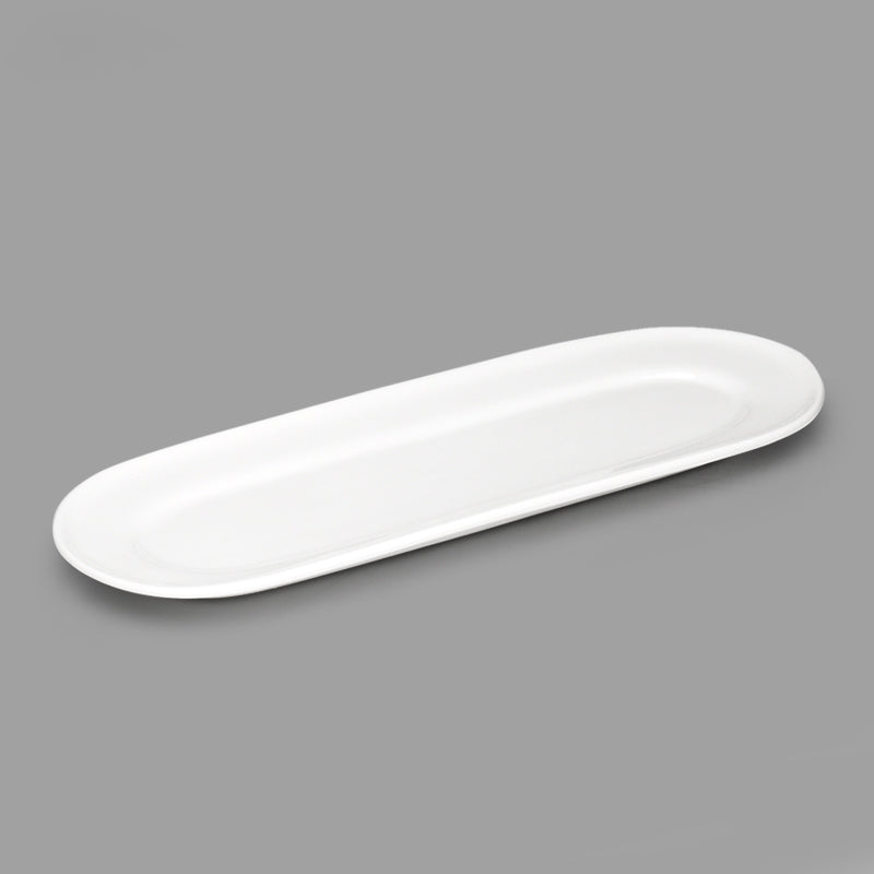 11" x 4" Oval Porcelain Plate, White
