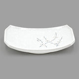 8.65" x 5.75" Rectangular Ceramic Plate, White — Floral Design