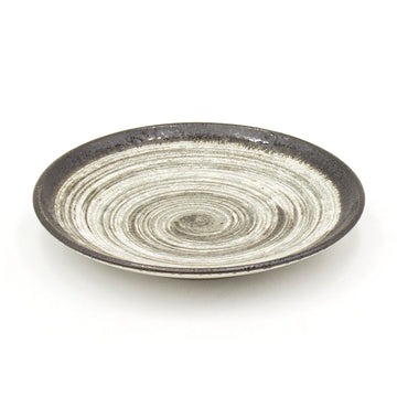 6.5" Ceramic Plate, Dark Brown, Beige
