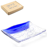 10" x 7-1/2" Rectangular Glass Plate, Clear, Blue