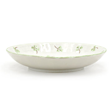 6.65" Round Ceramic Plate, White, Green — Floral Design