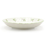 6.65" Round Ceramic Plate, White, Green — Floral Design